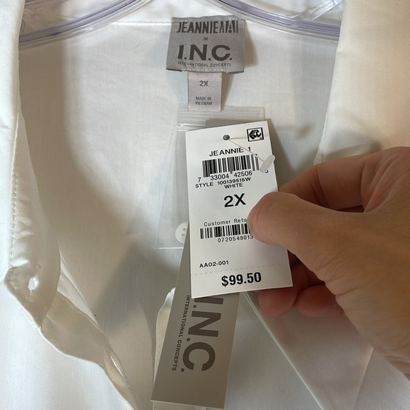 NWT. JEANNIE MAI x INC 2X Button Up Long Sleeve Shirt Top Bodysuit. - Picture 3 of 12